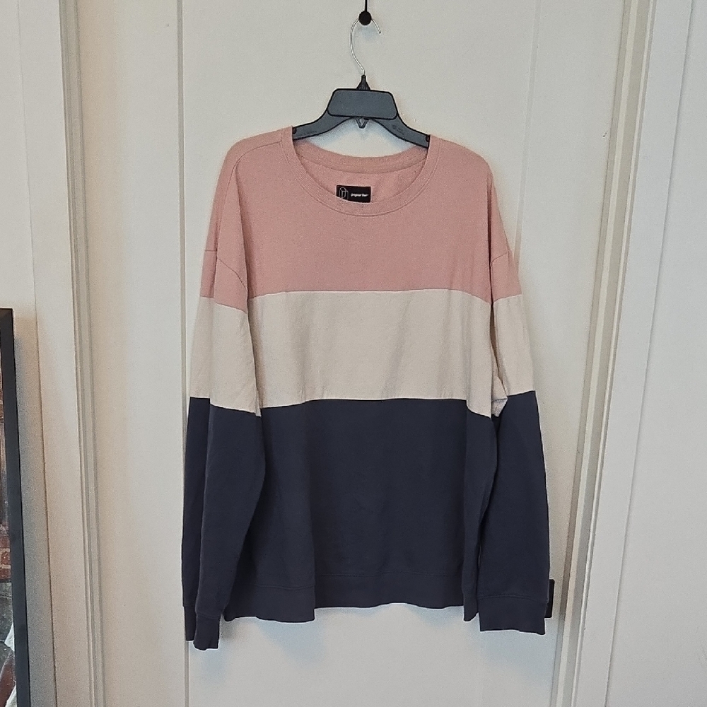 Original Use Pink, White, and Blue Colorblock Sweatshirt